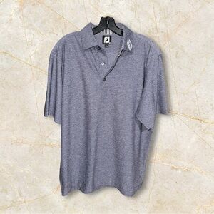 FootJoy Golf Shirt Polo Sleeve Logo Tour Collar Medium Gray Polyester Preppy EUC